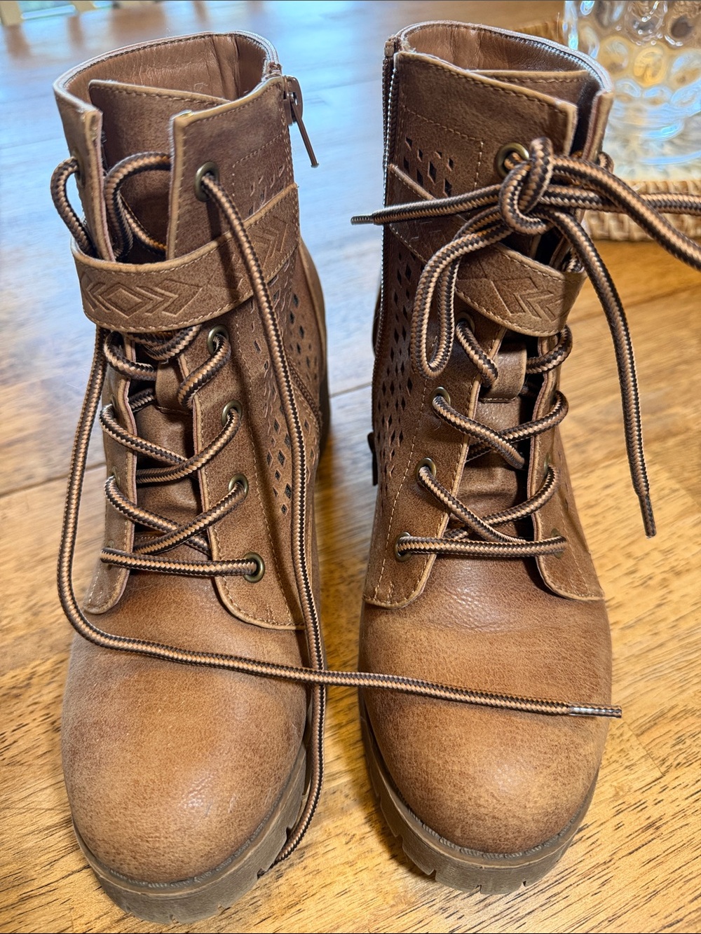 Jellypop Brown Lace-Up Combat Boots